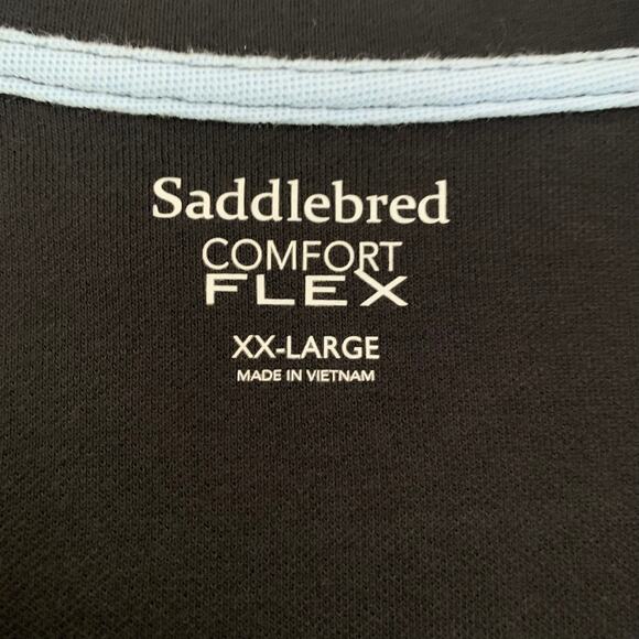 Lot of 3 Saddlebred Comfort Flex Mens Shirts XXL 2 Button Close White Blue Black - Picture 5 of 14